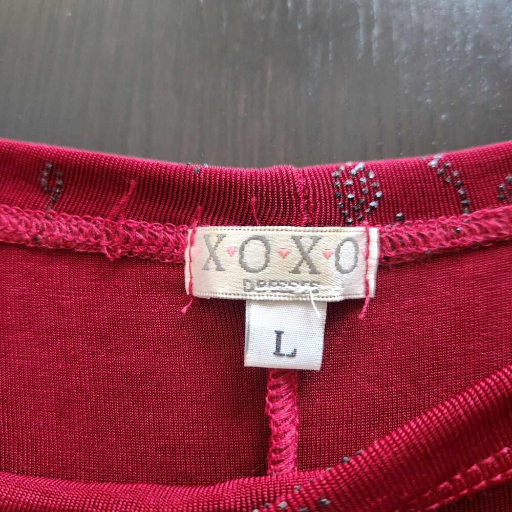 XOXO Vtg Jersey Dark Red Black Stones L Whimsigoth Dress Long Sleeve Victorian - Picture 4 of 10